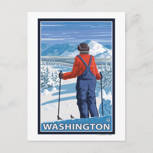 Skier Admiring - Washington Briefkaart (Voorkant)