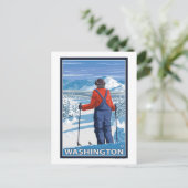 Skier Admiring - Washington Briefkaart (Staand voorkant)