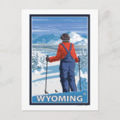 Skier Admiring Wyoming Briefkaart (Voorkant)