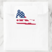 Skiër Amerikaanse vlag Vierkante Sticker (Tas)