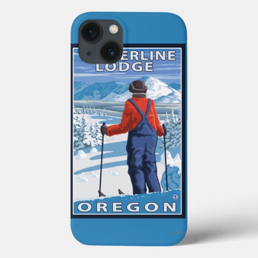 Skiër bewonderend - Timberline Lodge, Oregon Case-Mate iPhone Case (Achterkant)