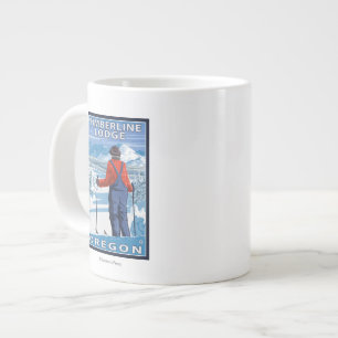 Skiër bewonderend - Timberline Lodge, Oregon Grote Koffiekop