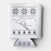 Skier - breipatroon - Kerstmis - bergen Blikjeskoeler (Voorkant)