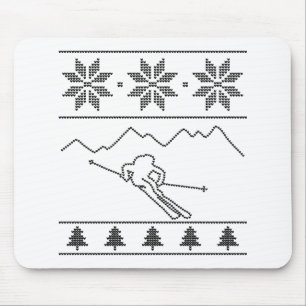 Skier - breipatroon - Kerstmis - bergen Muismat