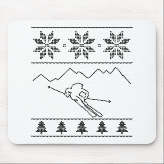 Skier - breipatroon - Kerstmis - bergen Muismat