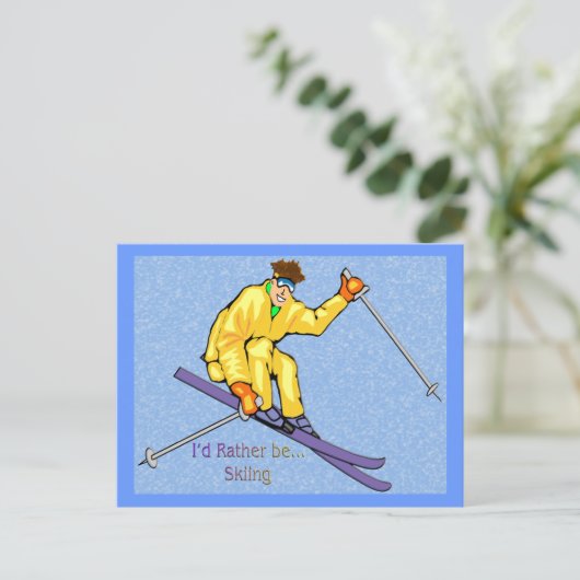 Skier Briefkaart (Staand voorkant)