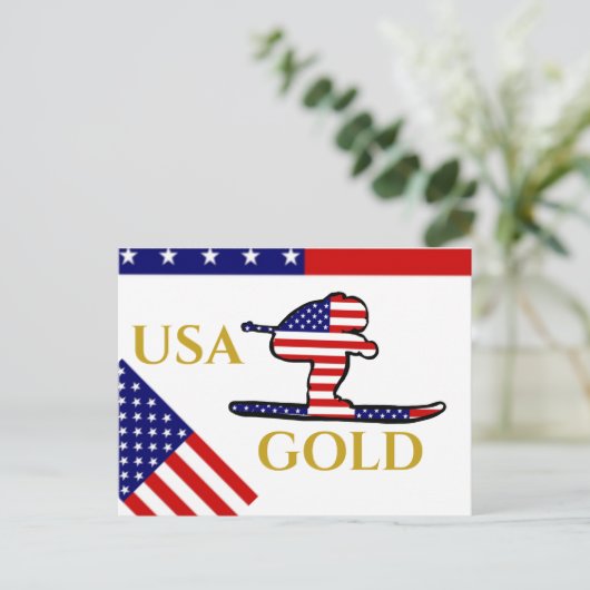 SKIER BRIEFKAART (Staand voorkant)