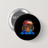 Skier Brown Teckel Snowboarding Pocket Ronde Button 5,7 Cm (Voorkant /achterkant)