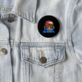 Skier Brown Teckel Snowboarding Pocket Ronde Button 5,7 Cm (In situ)