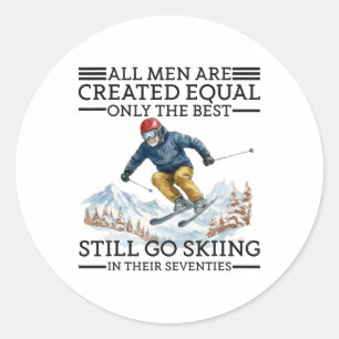 Skiër cadeaus man 70 jaar oud skiën 70ste verjaard ronde sticker