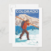 Skier Carrying SkisColorado Briefkaart (Voorkant / Achterkant)