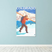 Skier Carrying SkisColorado Canvas Afdruk (Insitu (Houten vloer))