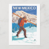 Skier Carrying SkisNew Mexico Briefkaart (Voorkant)