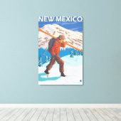 Skier Carrying SkisNew Mexico Canvas Afdruk (Insitu (Houten vloer))