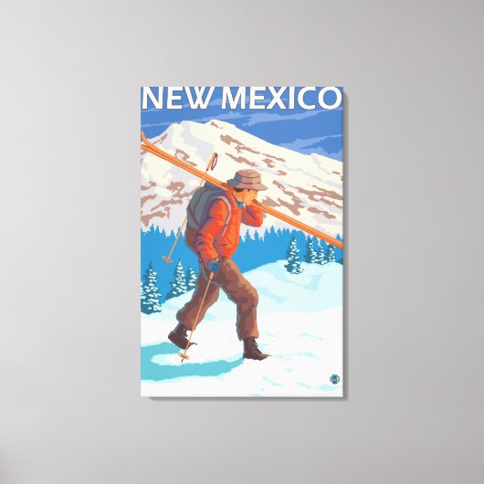 Skier Carrying SkisNew Mexico Canvas Afdruk (Voorkant)