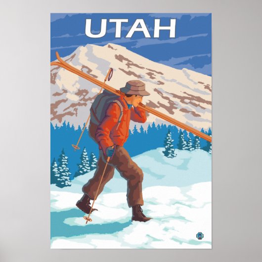 Skier Carrying SkisUtah Poster (Voorkant)