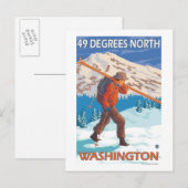 Skier Carrying Snow Skis - 49 graden noord, Briefkaart (Voorkant / Achterkant)