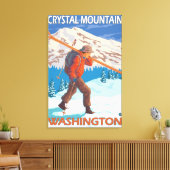 Skier Carrying Snow Skis - Crystal Mountain, WA Canvas Afdruk (Insitu (Woonkamer))
