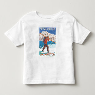 Skier Carrying Snow Skis - Crystal Mountain, WA Kinder Shirts