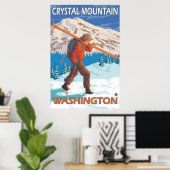 Skier Carrying Snow Skis - Crystal Mountain, WA Poster (Thuiskantoor)