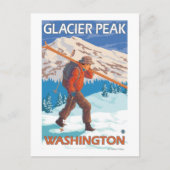 Skier Carrying Snow Skis - Glacier Peak, WA Briefkaart (Voorkant)