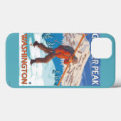 Skier Carrying Snow Skis - Glacier Peak, WA Case-Mate iPhone Case (Achterkant (horizontaal))