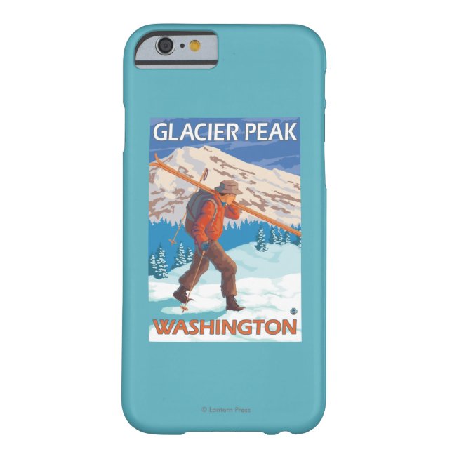 Skier Carrying Snow Skis - Glacier Peak, WA Case-Mate iPhone Case (Achterkant)