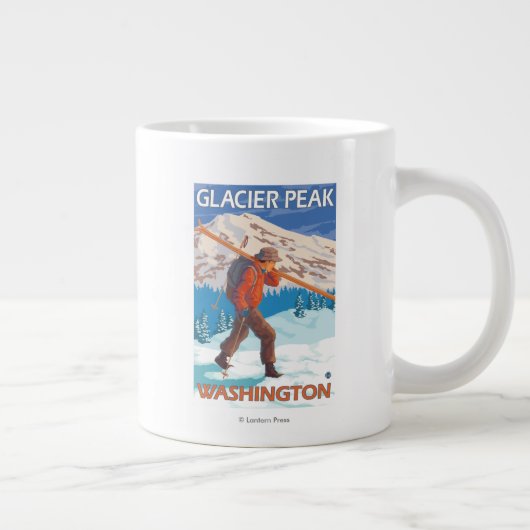 Skier Carrying Snow Skis - Glacier Peak, WA Grote Koffiekop (Rechts)