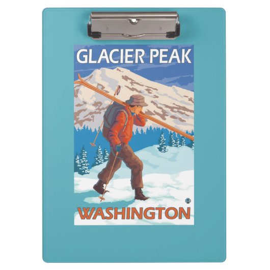 Skier Carrying Snow Skis - Glacier Peak, WA Klembord (Voorkant)