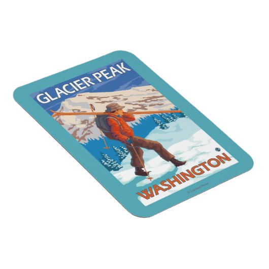 Skier Carrying Snow Skis - Glacier Peak, WA Magneet (Rechterzijde)