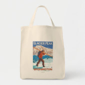 Skier Carrying Snow Skis - Glacier Peak, WA Tote Bag (Voorkant)