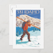 Skier Carrying Snow Skis - Idaho Briefkaart (Voorkant / Achterkant)