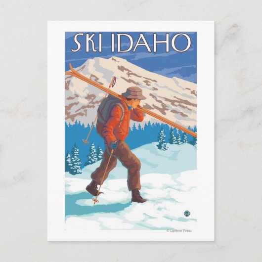 Skier Carrying Snow Skis - Idaho Briefkaart (Voorkant)