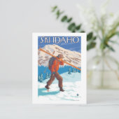 Skier Carrying Snow Skis - Idaho Briefkaart (Staand voorkant)