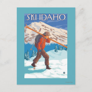 Skier Carrying Snow Skis - Idaho Briefkaart