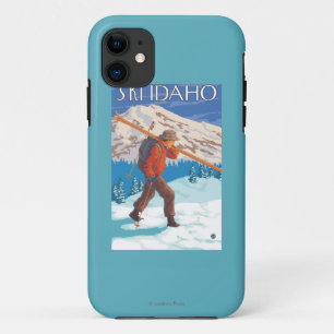 Skier Carrying Snow Skis - Idaho iPhone 11 Hoesje