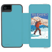 Skier Carrying Snow Skis - Idaho Incipio iPhone Portemonnee Hoesje (Agenda Open)