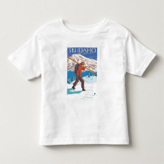 Skier Carrying Snow Skis - Idaho Kinder Shirts (Voorkant)