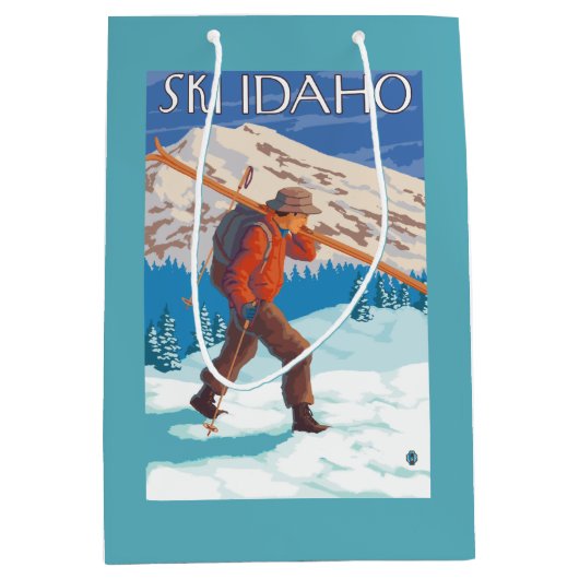 Skier Carrying Snow Skis - Idaho Medium Cadeauzakje (Voorkant)