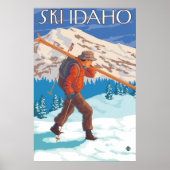 Skier Carrying Snow Skis - Idaho Poster (Voorkant)