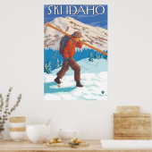 Skier Carrying Snow Skis - Idaho Poster (Keuken)