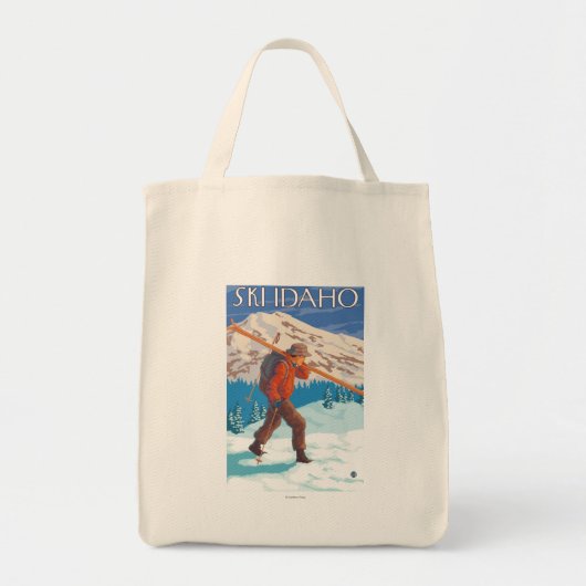 Skier Carrying Snow Skis - Idaho Tote Bag (Voorkant)