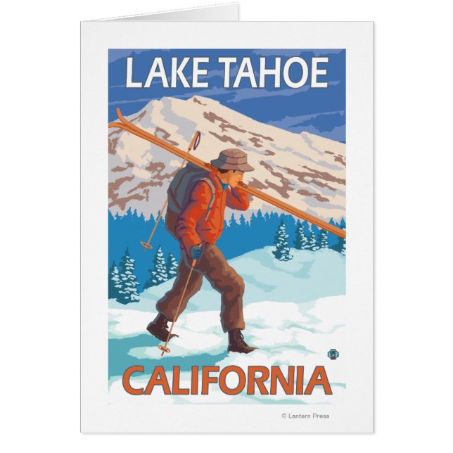 Skier Carrying Snow Skis - Lake Tahoe, Californi (Voorkant)