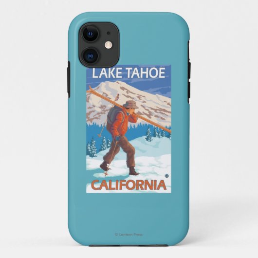 Skier Carrying Snow Skis - Lake Tahoe, Californi Case-Mate iPhone Case (Achterkant)