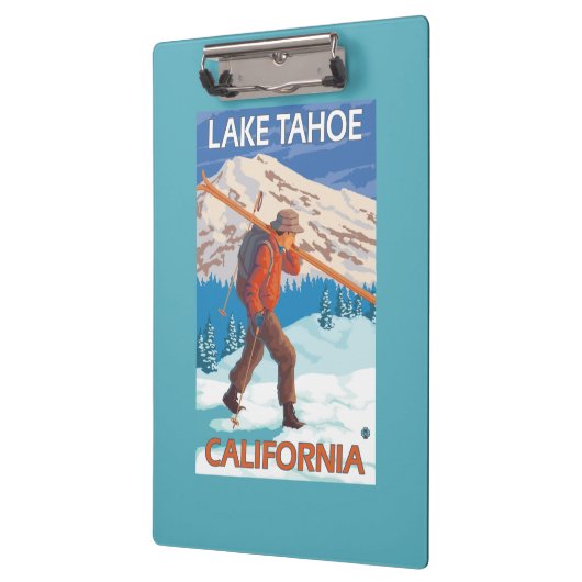 Skier Carrying Snow Skis - Lake Tahoe, Californi Klembord (Links)