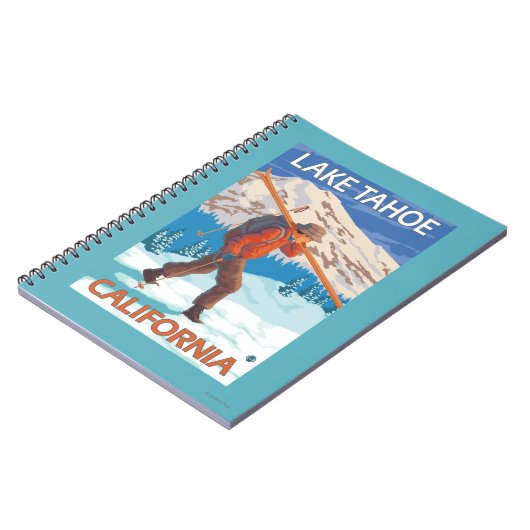 Skier Carrying Snow Skis - Lake Tahoe, Californi Notitieboek (Linkerzijde)