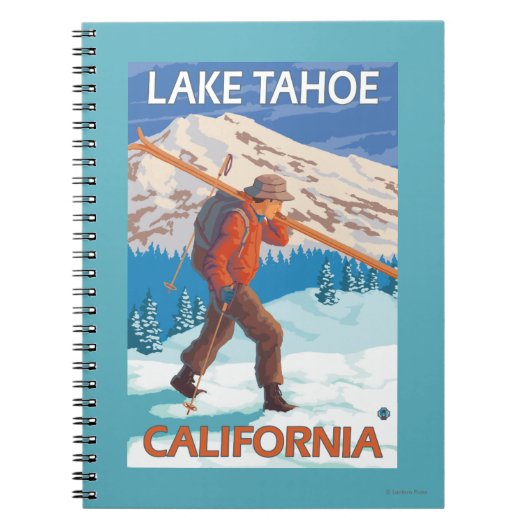 Skier Carrying Snow Skis - Lake Tahoe, Californi Notitieboek (Voorkant)