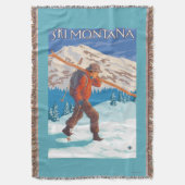Skier Carrying Snow Skis - Montana Deken (Voorkant Verticaal)
