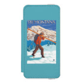 Skier Carrying Snow Skis - Montana Incipio iPhone Portemonnee Hoesje (Voorkant Agenda)