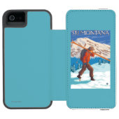 Skier Carrying Snow Skis - Montana Incipio iPhone Portemonnee Hoesje (Agenda Open)